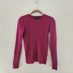 Theory Merino Wool Fitted Sweater Magenta Pink XS